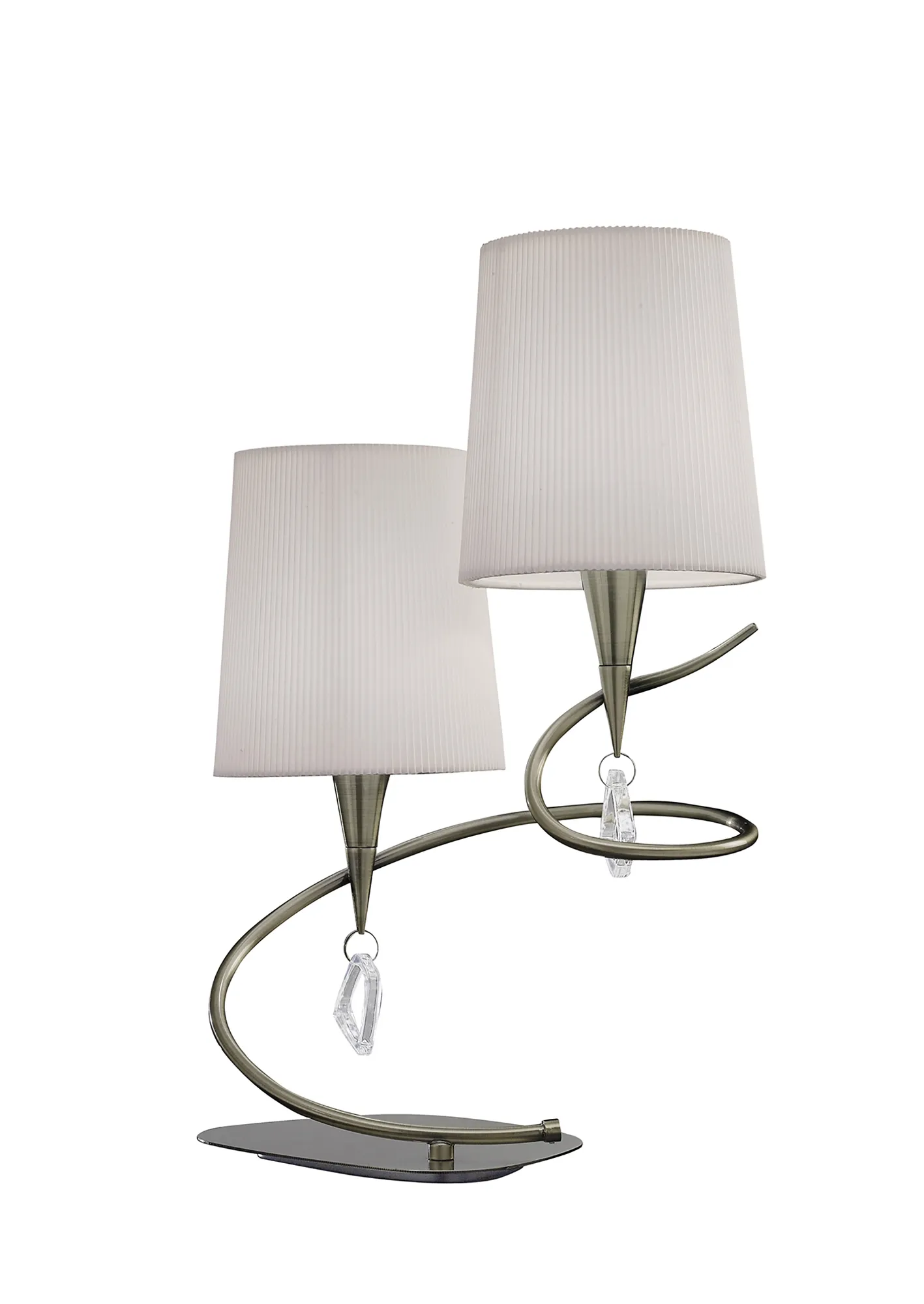 Mara Antique Brass-Ivory White Table Lamps Mantra Shaded Table Lamps